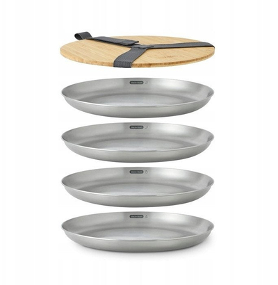 Set pjata për piknik Black+Blum, çelik inox, 4 copë, ngjyrë argjendi