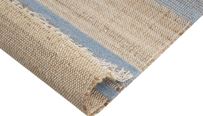 Tapet korridori TALPUR Jute Runner, 80 x 300 cm, bezhë dhe blu e çelët