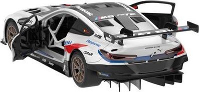 Makina me telekomandë Rastar BMW M8 GTE, set për ndërtim 1/18, 74 copa, e bardhë