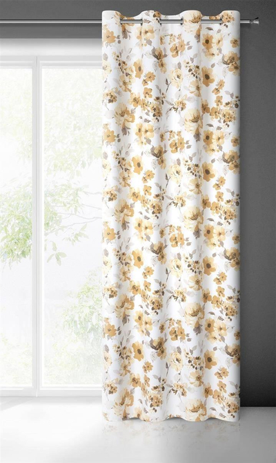 Perde blackout Eurofirany Drape 386167, 140x250 cm, me lule, e bardhë