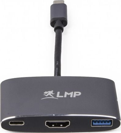 Përshtatës LMP USB C - HDMI, USB 3.0, gri