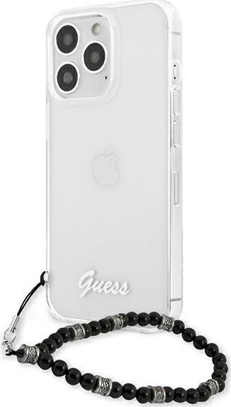 Mbulesë telefoni Guess GUHCP13LKPSBK, për iPhone 13 Pro 6.1", hardcase transparente, me perla, e zezë