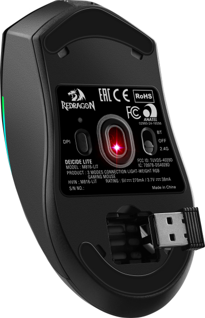 Mouse gaming Redragon M816 LIT, me kabllo, RGB, i zi