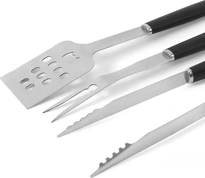Set veglash barbeque Adler AD 6727, 4 pjesë, çelik inox, me kuti, i zi