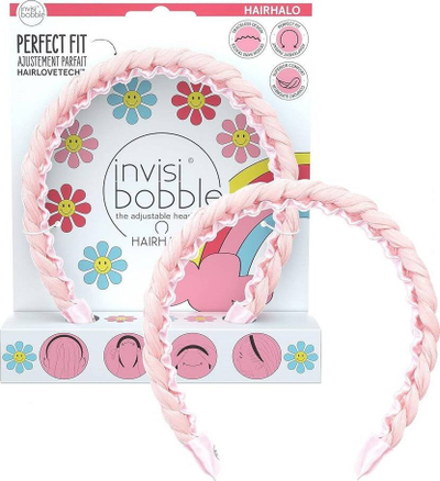 Rrip flokësh Invisibobble Hairhalo Kids, i rregullueshëm, për fëmijë, rozë