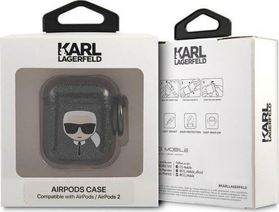 Mbrojtëse Karl Lagerfeld KLA2UKHGK, për AirPods 1/2, me xixa, gri