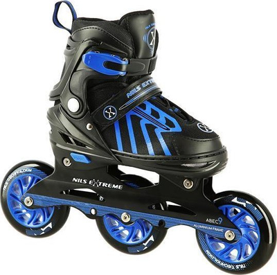 Patina inline Nils Extreme NA18812, me numër që rregullohet 39-43, kushineta ABEC9, ngjyrë e zezë me blu