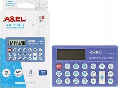 Kalkulator xhepi Axel AX-216PB, 8 shifra, ekran i qartë, gri