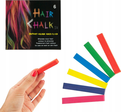 Ngjyrë e përkohshme për flokë Hair Chalk, set 6 copë, shumëngjyrëshe