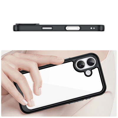 Mbrojtëse telefoni Hurtel Outer Space për iPhone 17, e pajtueshme me MagSafe, transparente me kornizë të zezë