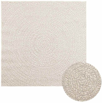 Tapet VidaXL, dizajn i rrumbullakët, 120 x 120 cm, pamje jute, krem