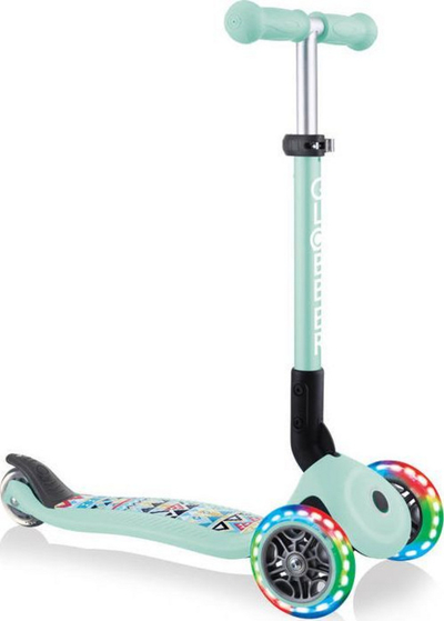 Trotinet për kalamoj Globber Foldable Scooter, 3 rrota, rrota me drita LED, mint