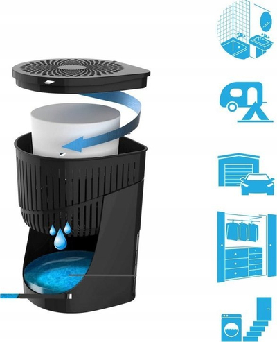 Avullues ajri Ruhhy Mini, pajisje elektrike, depozitë uji transparente, i zi