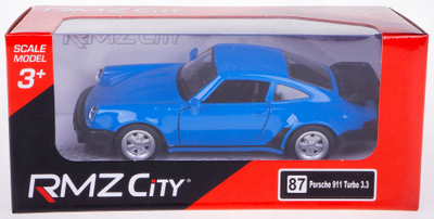 Lodër makinë RMZ City Porsche 911 Turbo 3.3, shkalla 1:32, metal die-cast, blu
