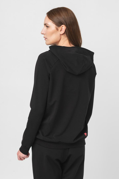 Bluzë sportive për gra WOMEN'S COTTON LACE SWEATSHIRT, pambuk, madhësia S, e zezë