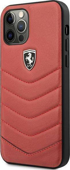 Kapak telefoni Ferrari Quilted, për iPhone 12 12 Pro, lëkurë, i kuq