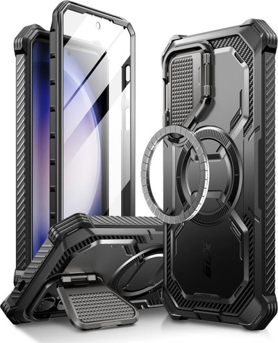 Маса за телефон i-Blason Armorbox за Samsung Galaxy S24 5G, со прстен држач, црна