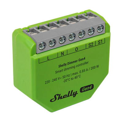 Modul ndriçimi smart Shelly Dimmer Gen4, Wi-Fi Bluetooth ZigBee, 200W, jeshil