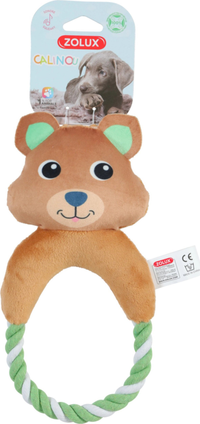 Lodër për qen Zolux Calinou Quokka Rope, pelush me litar, me tingull, shumëngjyrëshe