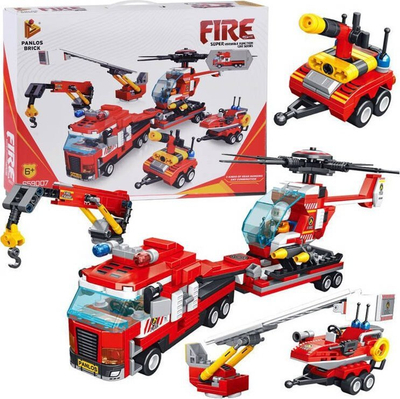 Set blloqesh Panlos Fire Brigade Helicopter, 646 copa, për kalamaj mbi 6 vjeç, e kuqe