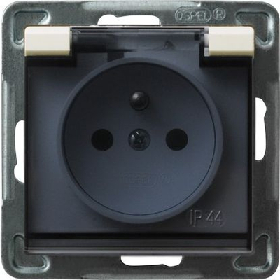 Prizë me tokë Sonata Splashproof, IP44, me kapak, e zezë