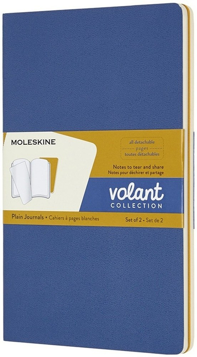 Fletore Moleskine Volant Large Plain, format i madh, set blu dhe e verdhë