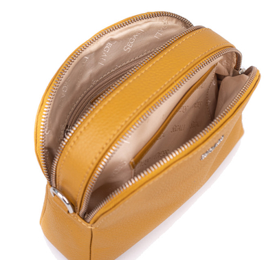 Çantë crossbody grash SEGALI Koen, lëkurë natyrale, mustard
