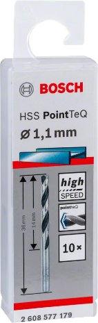 Set shpime metali Bosch HSS PointTeQ, 1.1 mm, 10 copë