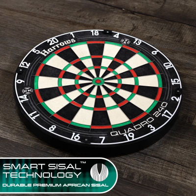 Dërrasë dart Harrows Quadro 240 Shield, për lojë profesionale, me unazë quadruple