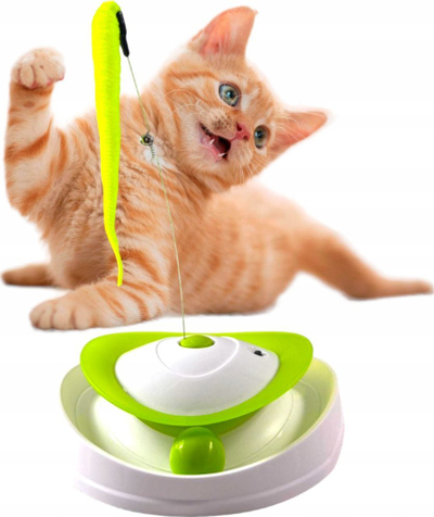 Lodër për mace Hilton Smart Hunting Cat, që sillet rrotull 360°, me zile, jeshile me të bardhë