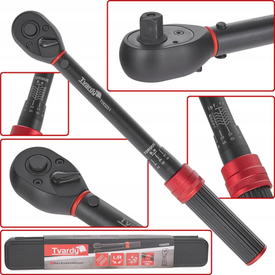 Çelës momenti Tvardy T00251, 1/4", 2‑14 Nm, i zi me të kuqe
