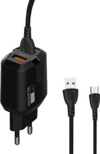 Karikuesi NETWORK CHARGER 2.4A + CABLE MICRO USB BLACK SOMOSTEL 2400mAh 2XUSB DUAL SMS-A139