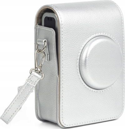 Çantë mbrojtëse Loveinstant për FUJIFILM INSTAX Mini EVO, lëkurë eko, me rrip, ngjyrë argjendi