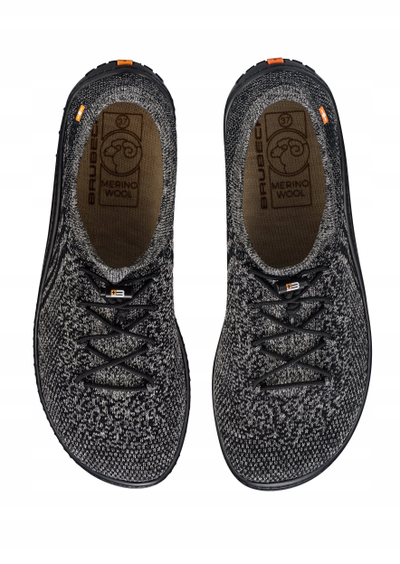 Këpucë femrash Brubeck Barefoot Merino, Zero Drop, taban i hollë fleksibël, grafit e zezë