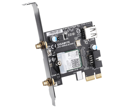 Kartë rrjeti Gigabyte GC-WBAX200, Wi-Fi 802.11ax + Bluetooth 5.1, e zezë