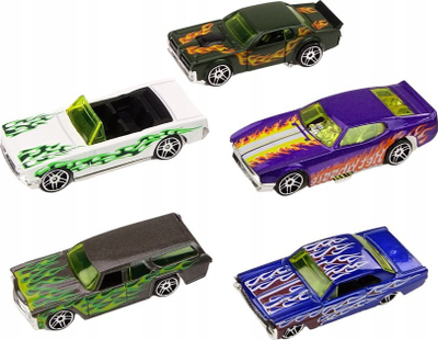 Set veturash lodër metalike 1:64, 5 copë, shumëngjyrëshe