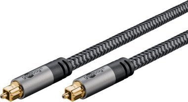 Kabllo optike Goobay Plus HQ Premium Toslink, 3m, kontakte të veshura me ar, gri