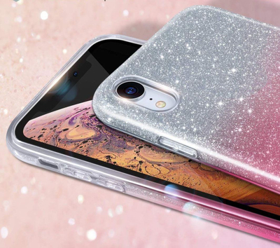 Mbulesë telefoni Tok Shining Case për iPhone 7 Plus 8 Plus, TPU PC, transparente rozë
