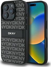 Mbulesë telefoni DKNY PU Leather Repeat Pattern, për iPhone 16 Pro, e zezë