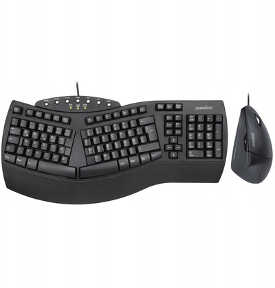 Set tastiere dhe mausi Perixx PERIDUO-512 DE B, ergonomik, me kabllo, QWERTZ, i zi