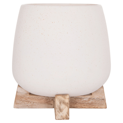 Vazo dekorative FRELLO HM4674.02S, fiber cement, 14.5x14.5x16 cm, e bardhë