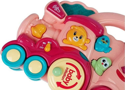 Lodër lokomotivë interaktive Leantoys Baby Imitation, me tinguj, për kalamaj 12m+, rozë