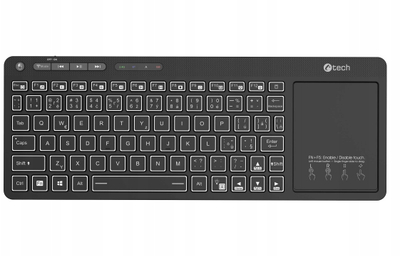 Tastierë wireless C-TECH WLTK-03, touchpad, BT 5.0 dhe 2.4GHz, ndriçim LED, e zezë