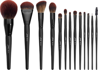 Set furçash grimi Jessup Full Makeup Brush Set, 13 copë, vegan, i zi