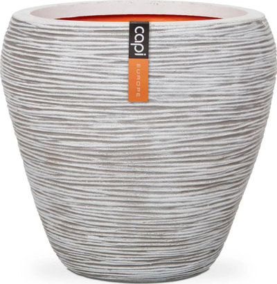 Vazo zbukuruese Capi Europe Taper Round Rib NL, 42x38 cm, ivory e bardhë