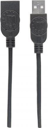 Kabllo zgjatëse USB Manhattan 308519, USB A mashkull në USB A femër, 1 m, e zezë