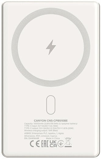 Powerbank Fonua Canyon 10 000mAh, 15W wireless, Type C 20W, bezhë krem