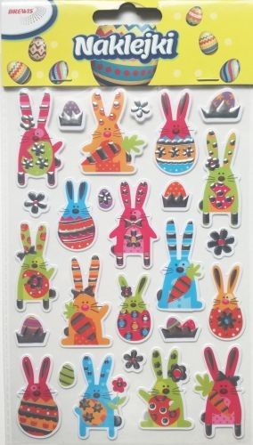 Ngjitëse dekorative BREWIS Easter Stickers Convex Cle 09, 15 copë, Pashkë, shumëngjyrëshe
