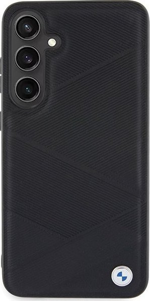 Këllëf telefoni BMW për Samsung Galaxy S24 Plus, lëkurë e vërtetë, i zi