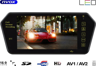 Monitor-pasqyrë për makinë Nvox NW701MP5, 7", USB SD AV, i zi